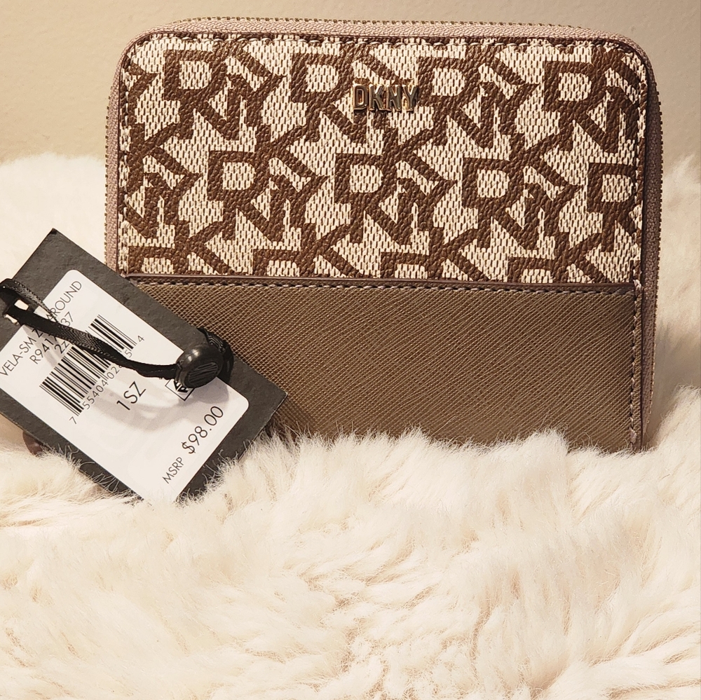 NWT DKNY VELA-SM zip around women's wallet small
